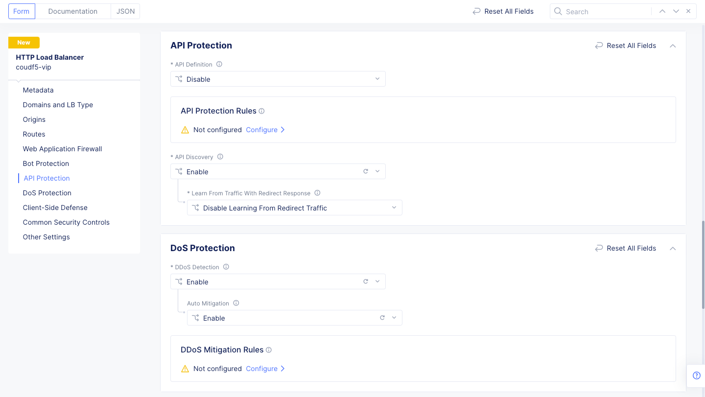 Figure: DDoS Detection for HTTP Load Balancer Security