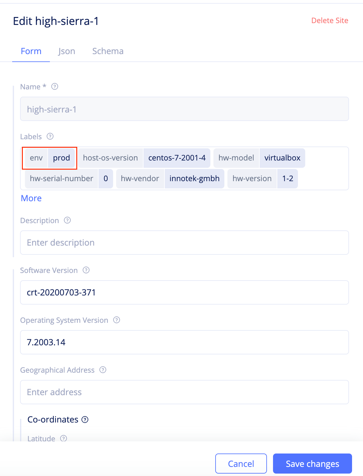 Figure: Assign Label to the Site