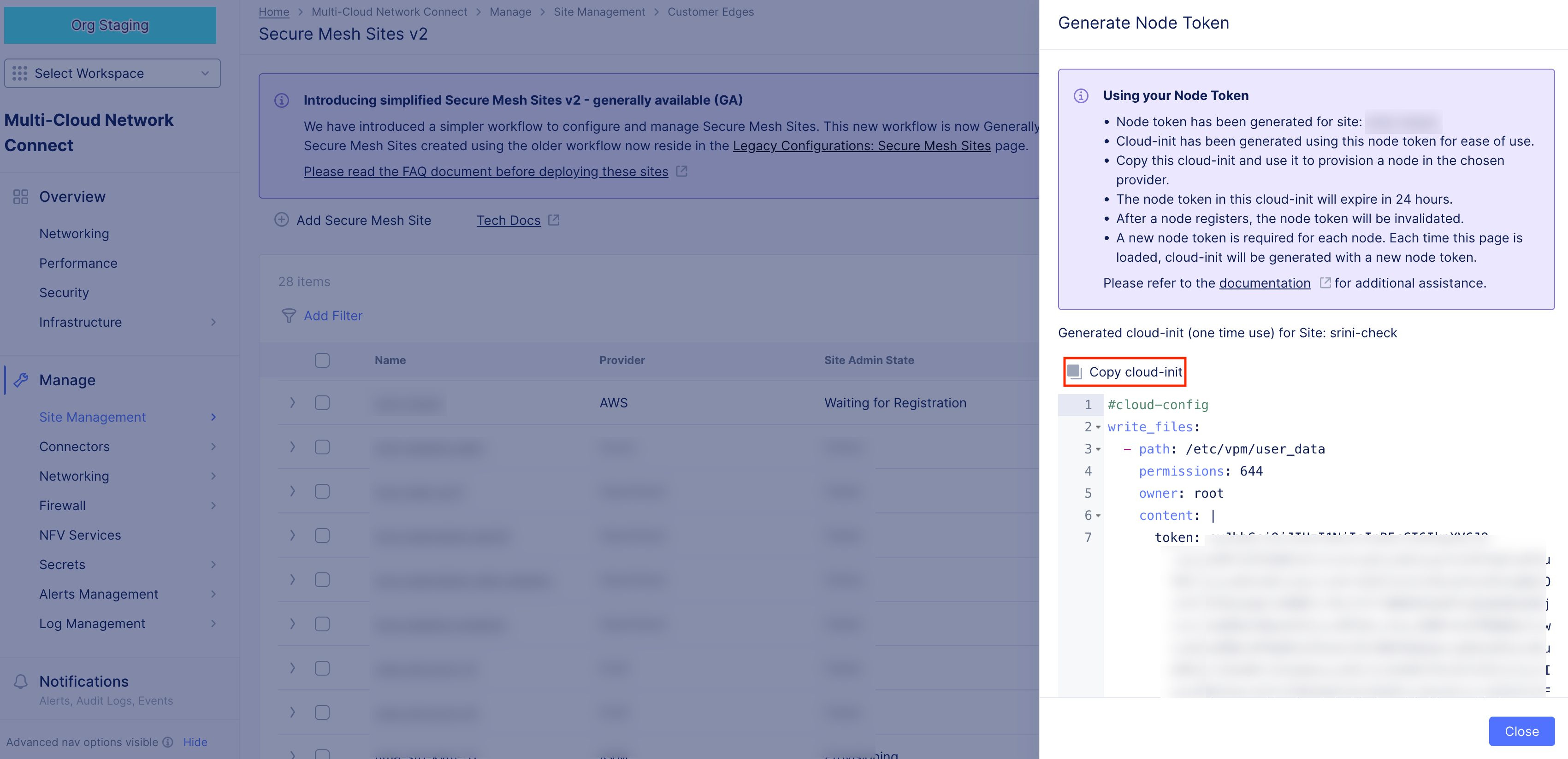 Figure: Copy Node Token