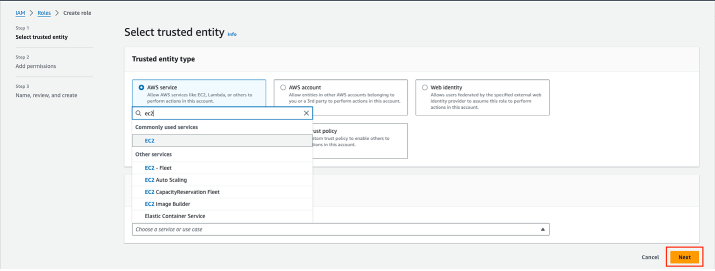 Figure: Create IAM Role