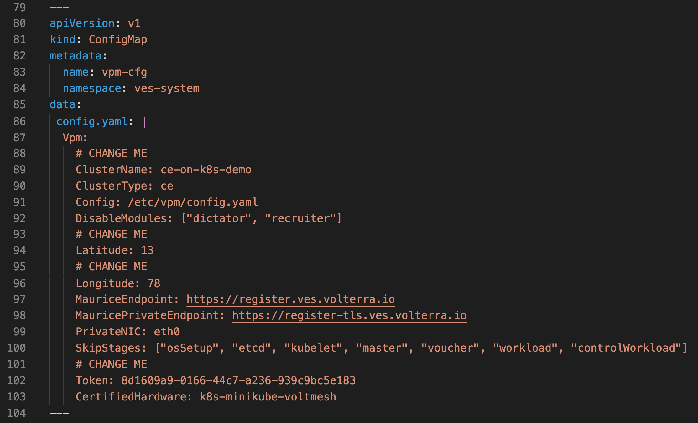 Figure: Manifest Configuration Example