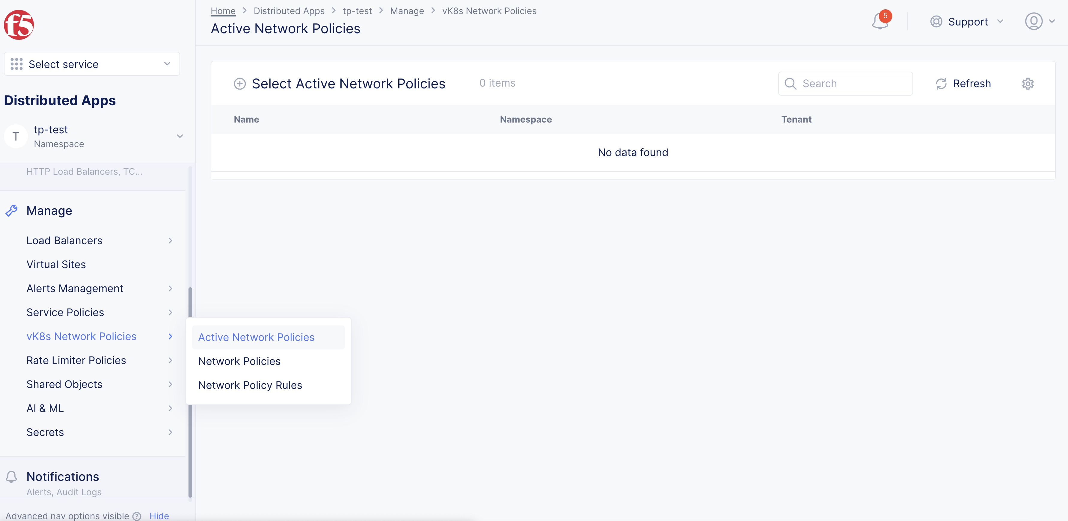 Figure: Network Policy Selection