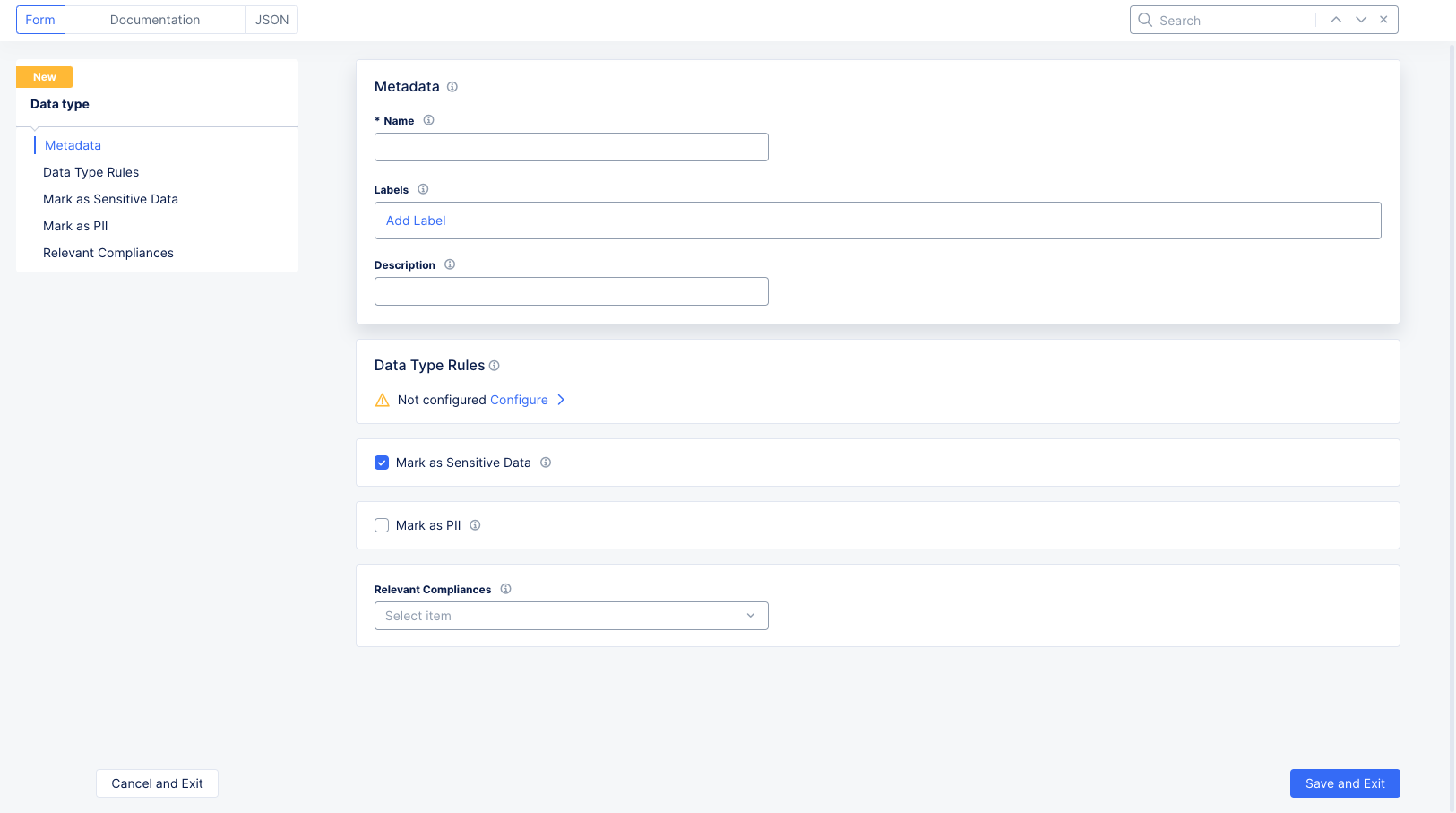 Figure: New Compliance Data Type