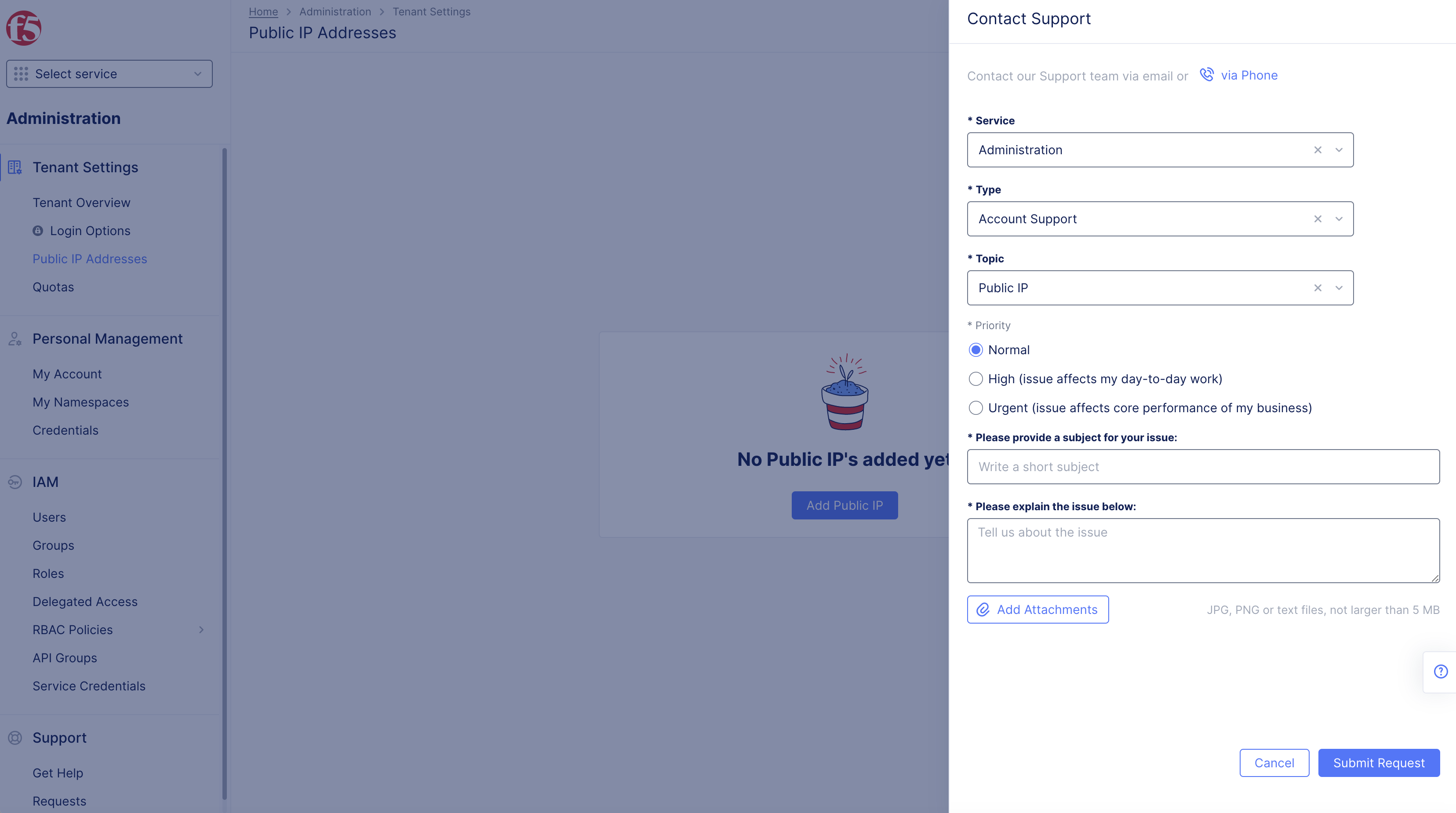 Figure: Public IP Form